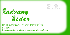 radvany mider business card